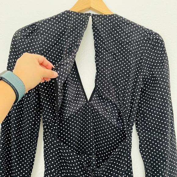 Reformation Black Polka Dot Romper | Long Sleeve | Minimalist XS - Picture 3 of 7